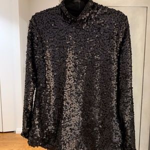 Black Sequin Turtle Neck